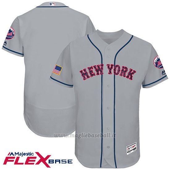 Maglia Baseball Uomo New York Mets 2017 Estrellas y Rayas Grigio Flex Base